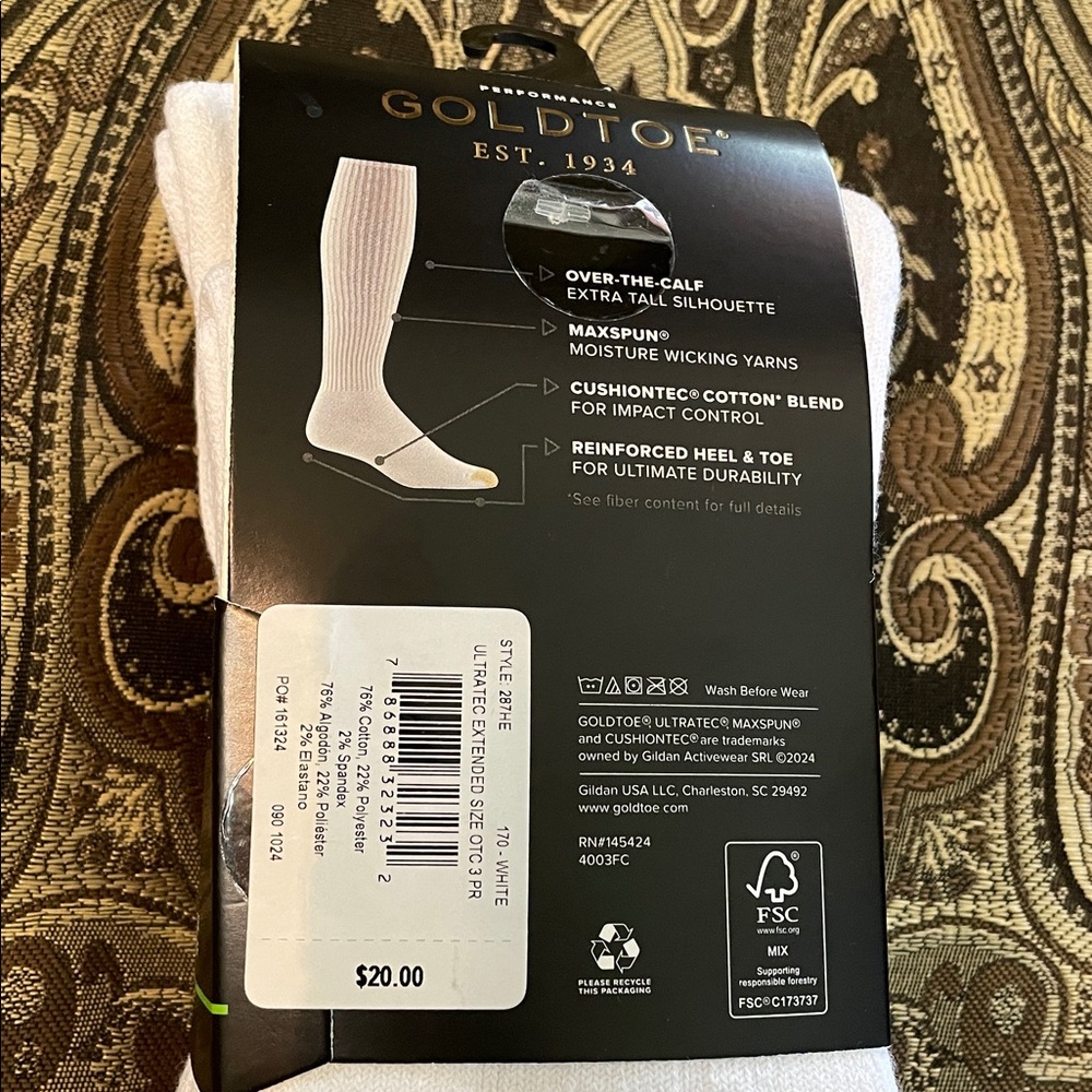 NWT Gold Toe Over-The-Calf White Cotton Rich Socks For Men or Women. 3 pairs 🏝️ - Picture 5 of 9